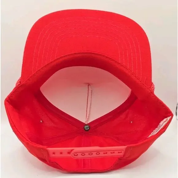 Vintage 90s Poes Fishing Lure Rope Patch Cap Logo Mesh Foam Snapback Trucker Hat - Picture 6 of 8